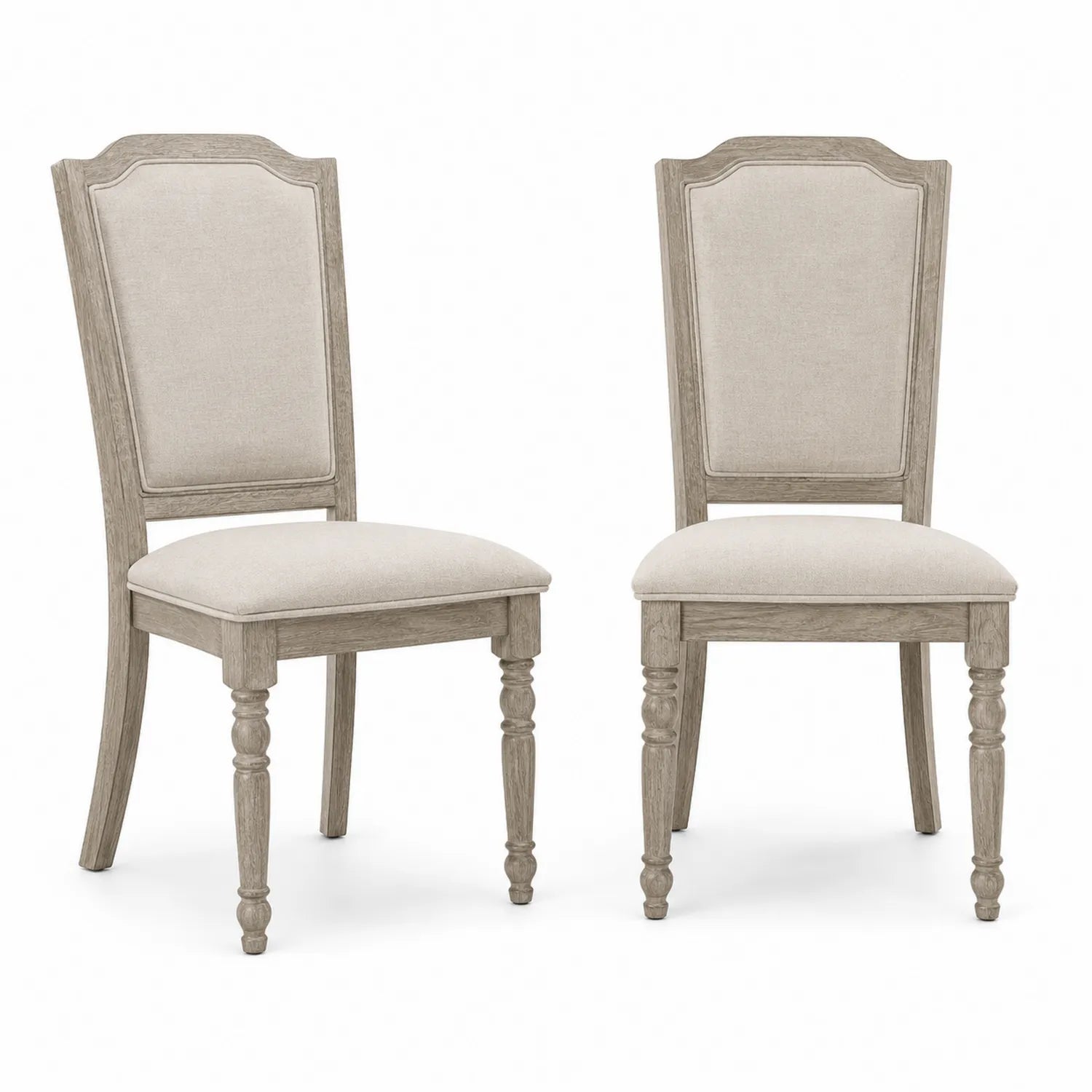 Lot de 2 chaises de salle à manger en bois avec tissu polyester