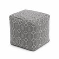 Pouf repose-pieds en tissu avec motif géométrique gris