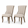 Chaises en bois et tissu beige, ensemble de 2