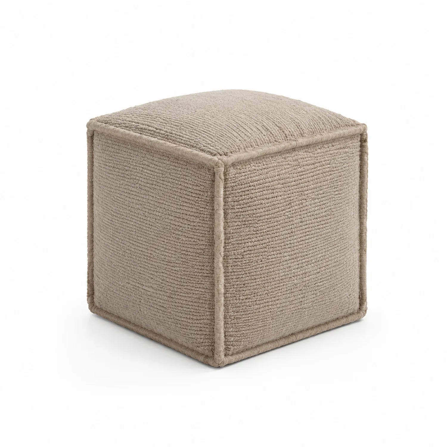 Pouf carré en laine beige 40cm
