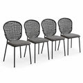 Lot de 4 chaises en métal et tissu Gris/Noir