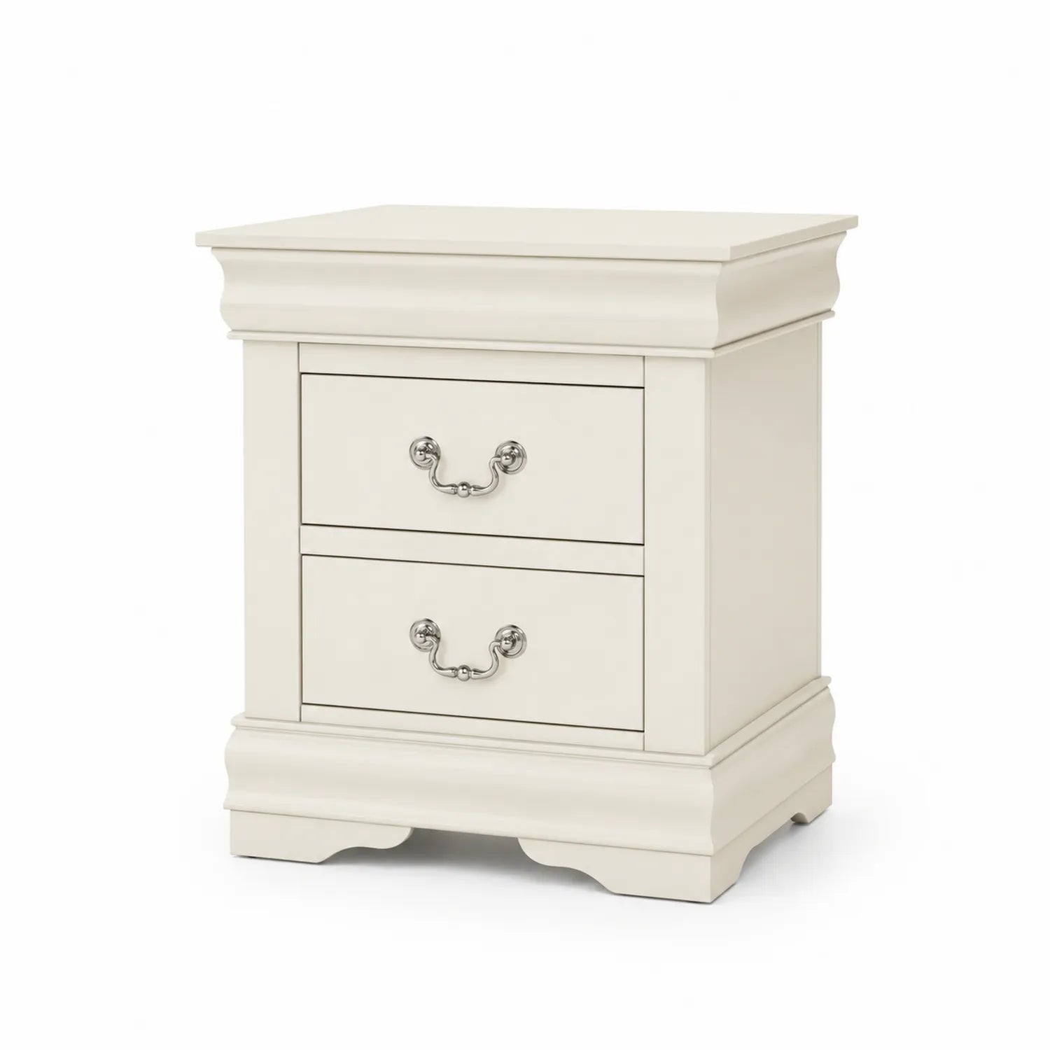 Table de chevet en bois blanc avec 2 tiroirs