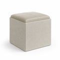 Repose-pieds cube en polyester et simili cuir Beige 40x40x40 cm