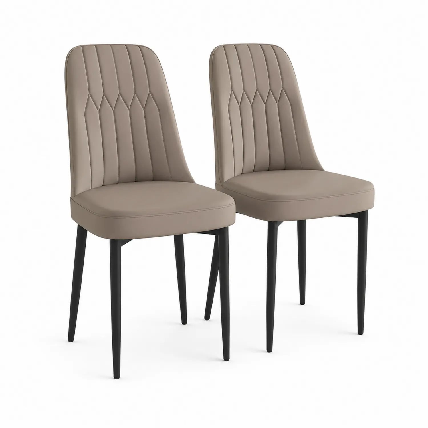 Lot de 2 chaises en similicuir beige avec pieds en métal noir