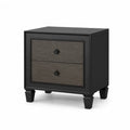 Table de chevet à deux tiroirs en bois et métal noir