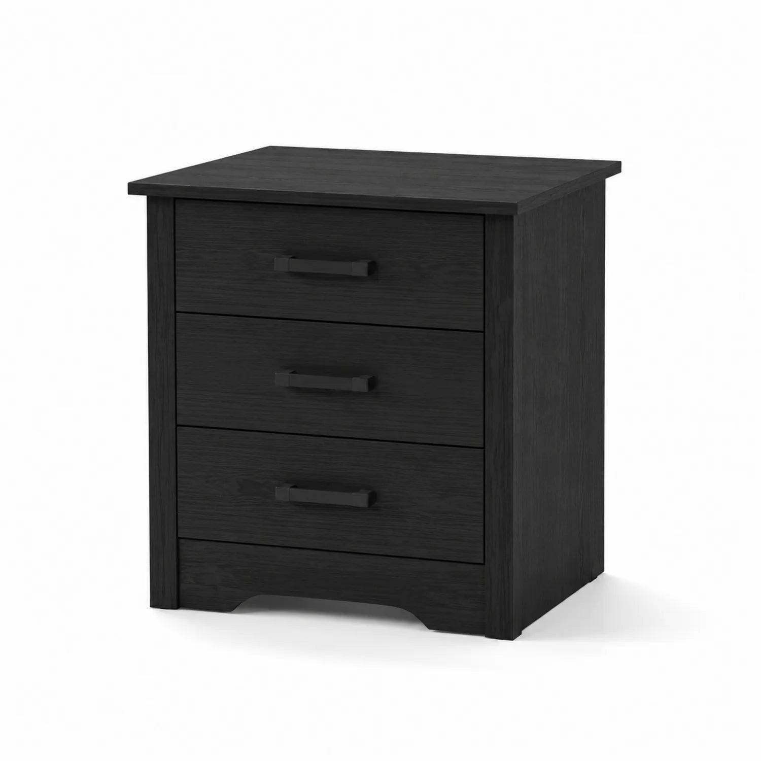 Table de chevet en bois noire avec 3 tiroirs