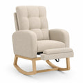 Fauteuil à bascule en tissu bouclé beige avec repose-pieds